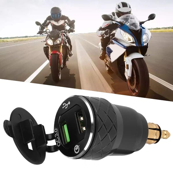 12V 24V Motorcykel USB Oplader LED Display EU Stik Sort