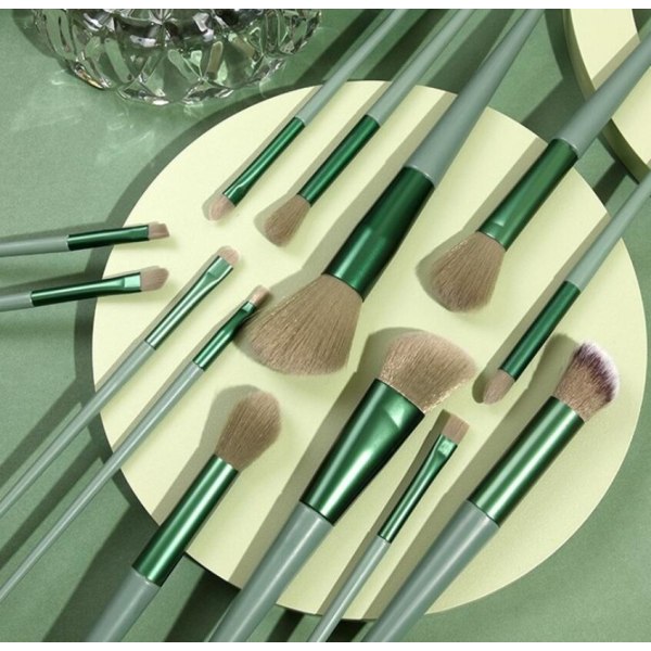 13 makeup børstesæt (mintgrøn + pakke)