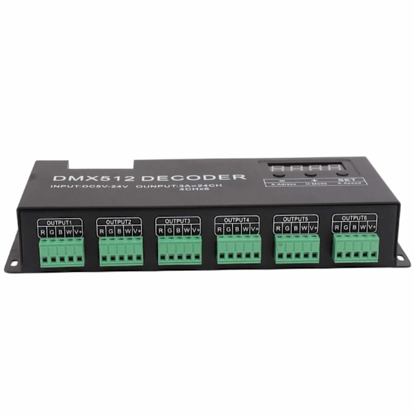 24-kanals DMX-dekoder Digitalt display RGBW DMX512 lysdæmperdriver LED-controller scenebar DC5V til 24V