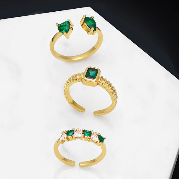 Ring Vintage Zircon Heart Stud Modesmycken Ac9623
