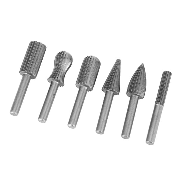 6 stk. Tungsten Carbide Rotary Burr Sæt Træ Metal Gravering Slibebit 6mm Skaft