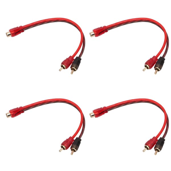 4 STK RCA Y Splitter Lydkabel 20 cm til 35 mm Jack-enheder