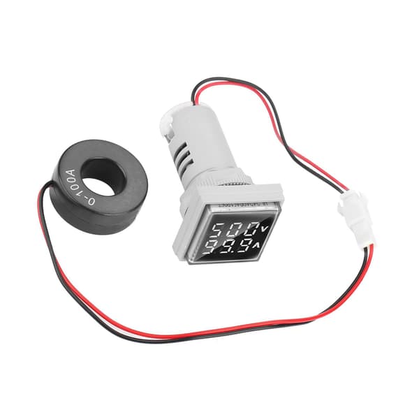 LED Digitalt Display AC Spenning Strømmåler Indikator 22mm 0-100A Hvit