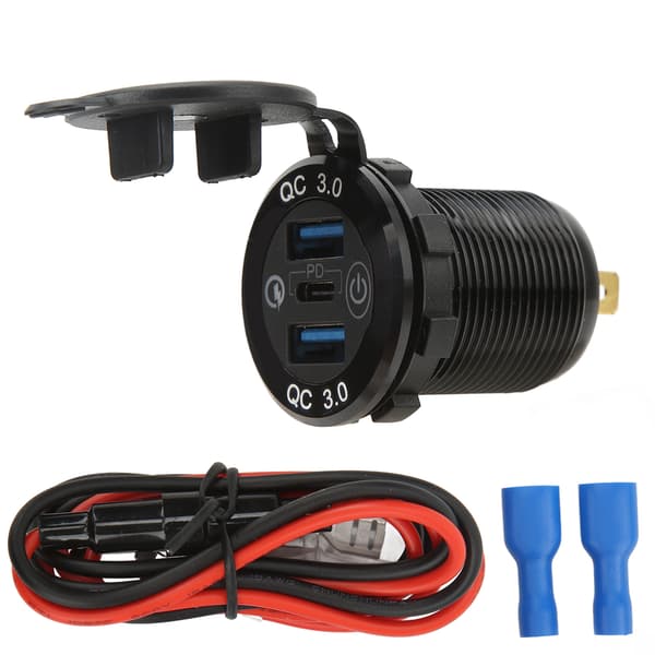USB Oplader Stik 3 Porte Multipel Beskyttelse QC3.0 Oplader Stik med Vandtæt Dæksel til Biler Lastbiler RV'er