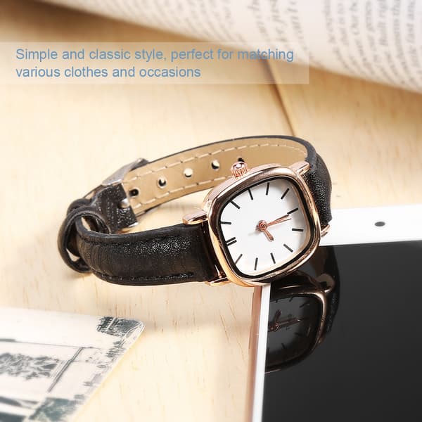 Dame Analog Quartz Ur PU Rem Legering Urkasse Sort Rem Hvid Urskive