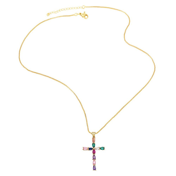Halsband Vintage Zircon Cross Modesmycken Ac8877 B