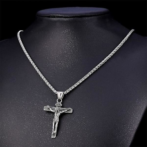 Mode Christian Jesus Alloy Cross Halsband Lång Kedja Enkel Cross hänge