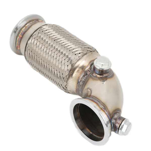 2,5 tommer V-bånd til V-bånd Downpipe 90 grader med Flex Bellow i rustfrit stål