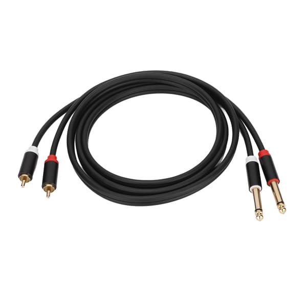 Kvart Tomme Dobbel RCA til Dobbel TS Kabel 1,5 Meter 6,35mm 2 RCA til 2 TS Stereo Patch Kabel
