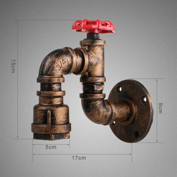 2kpl Seinävalaisin Vintage Metal Industrial Style Water Pipe Retro Lampunjalka E27 60W Valaistus Olohuone Keittiö Re