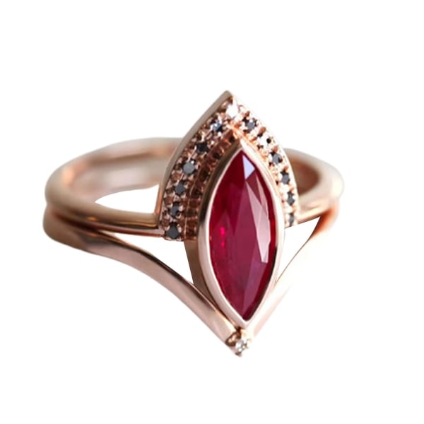 2 stk/sæt Rhinestone Retro Par Ringe Legering Rød Prismatisk Faux Krystal Finger Ringe Charm smykker US 10