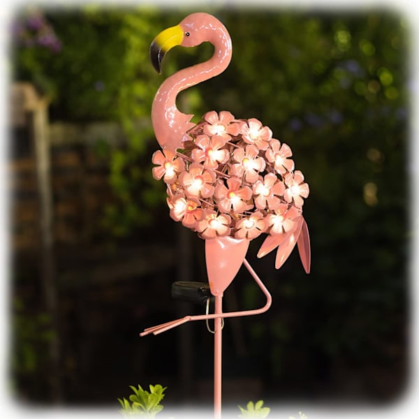 Solar Garden Lights, Flamingo Walkway Outdoor Stale Lights Metal, Vedenpitävät Lämmin Valkoiset LED-valot nurmikolle, Terassille