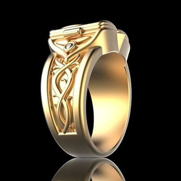 Herrmode Oregelbunden konkav konvex öppningsbar lockring Kreativ smyckepresent Golden US 8