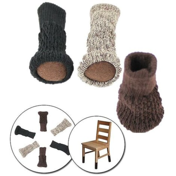 Set med 6 (24 stycken) bords-/stolsbensstrumpor och möbelbensskydd/underlägg khaki