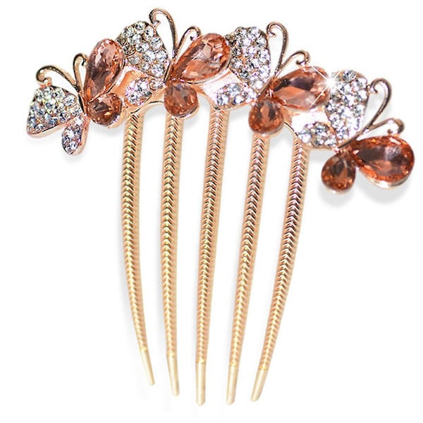 Butterfly Rhinestone Insert Comb Vuxen Headwear Hårnål Daily Wear Smycken Champagne