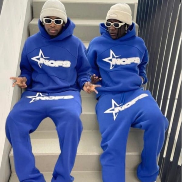 Retro-kirjainpainattu isokokoinen löysä collegepaita, hip-hop street casual villapaita miehille ja naisille XXL blue