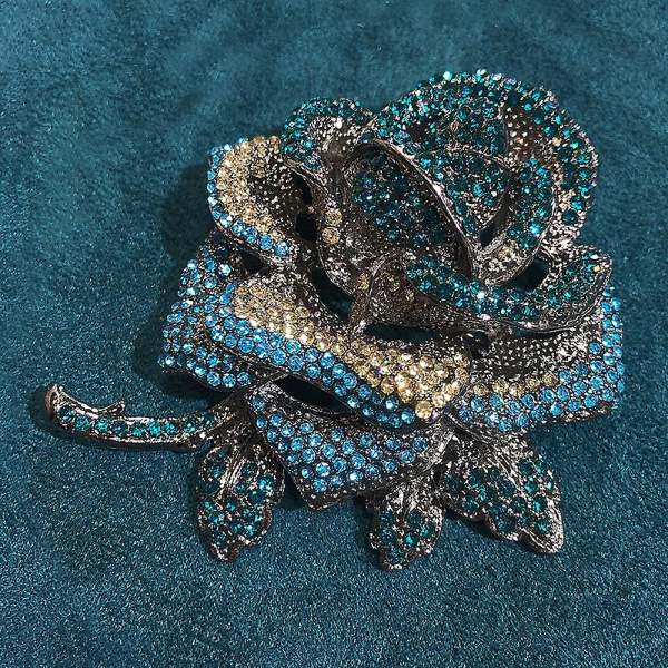 Rose Shape personlig legering Corsage smycken present för kvinnor flickor Blue