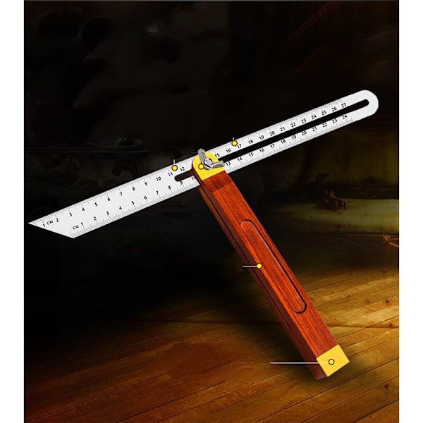 Firkant og affasning med håndtag af hårdttræ, tømrerfirkant med klinge i rustfrit stål 220mm/270mm