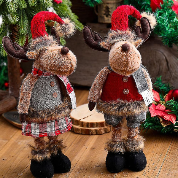 Julälg Stående plyschdocka Juldekorationer Plyschleksaker Ornament Dekor Julfest A red