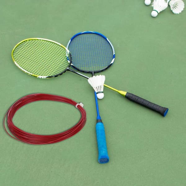 Slitstark 10m Hög Flexibilitet Badminton Stränglina Träningsracket Röd 2-pack