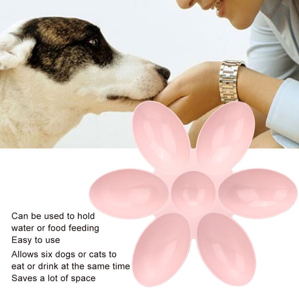 Bæredygtig Foder- og Vandskål med Seks Blade til Katte Hunde Generel Pink