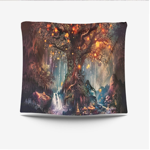 3D Digital Tapestry Printed Bakgrund Multi Landskap Borstad tyg Art Tapestry (QHGTSS8 150*150)