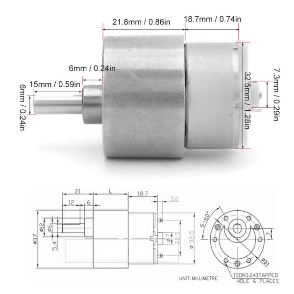 12V 100RPM DC Motor til Legetøjsbil Vinduesåbner