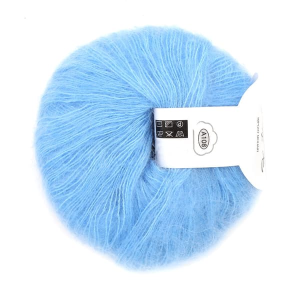 Blød og varm lang mohair Pashmina strikket uldgarn - lyseblå