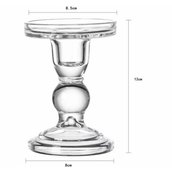 STK lysestager i glas, (8 * 8,5 * 14 cm) lysestage med rund base, stabil konisk lysestage, bord i moderne stil