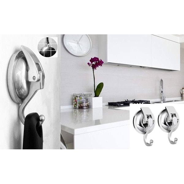 Heavy Duty vakuum sugekop kroge (2pack), Specialiseret til køkken & badeværelse & toilet organisation