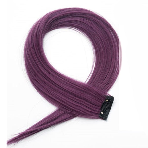 Långt rakt hår bit hög temperatur tråd utan spår Matt monokrom mode peruk för kvinnor Thin Plum Purple