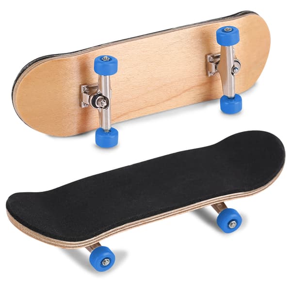 Fingerskateboard i lönnträ med fingerbräda i legering - mörkblå, presentförpackning ingår