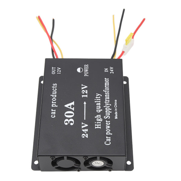 Bilstrømomformer 30A 24V til 12V DC Sort 300A Udgangsadapter til Bilkøleskab DVD VCD CD