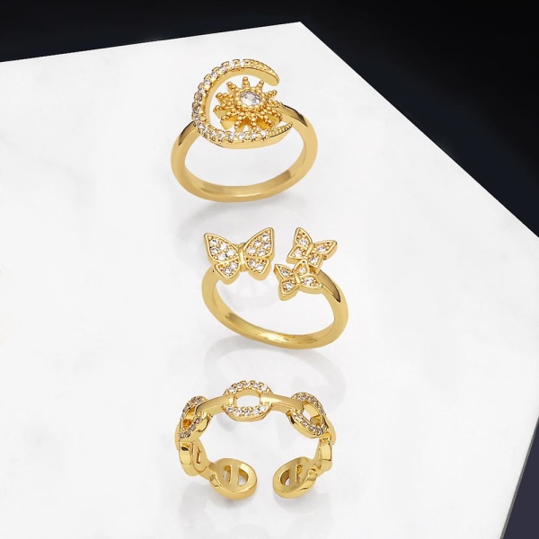 Sormus Vintage Zircon Butterfly Muotikorut Ac9215 B