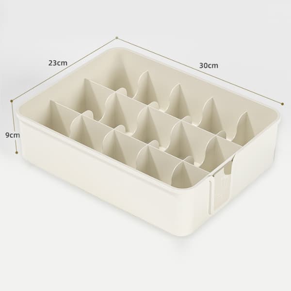 15 rum Plastik Undertøj Organizer Opbevaringsboks Garderobeskuffe Divider Hvid