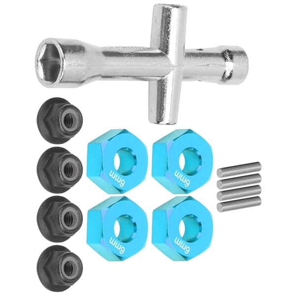 12mm Hex Adapter 6mm Tykk M4 Flenslåsmuttere Kryssnøkkelsett for 1 10 RC Bil Blå