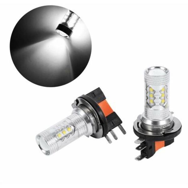 2 stk HID Hvide 80W H15 LED-pærer Lys Bilforlygte Lampe High Power H15 Kørelys Lampe Bil LED-pærer