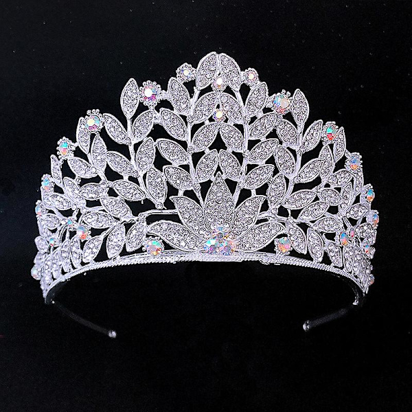 Eurooppalainen ja amerikkalainen barokkimorsian kruunu kiehtova tekojalokivihiuskoriste Prinsessakruunu Silver