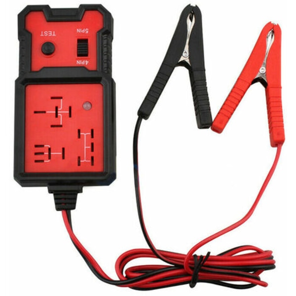 Automotive Relay Tester, Auto Relay Diagnostic Tool, 12V Elektronisk Relæ Tester, Bilbatterikontrol med clips