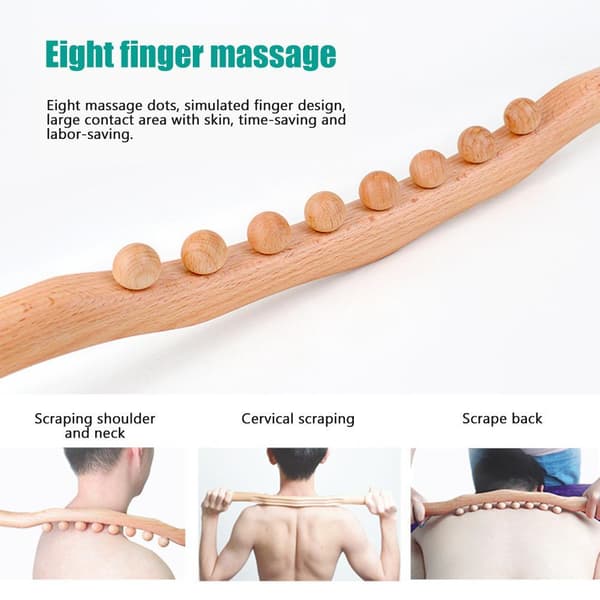 Helkropps Meridian Massage Stick Trä Ribbad Hälsorulle