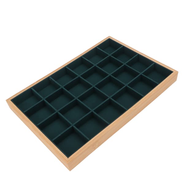 24 Rums Træ Smykkeskrin Halskæde Armbånd Display Organizer Grøn