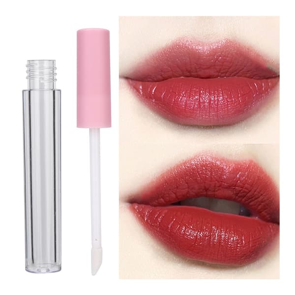 10 påfyllningsbara läppglansflaskor DIY tomma läppbalsamtuber 2,5 ml rosa kork transparent kropp