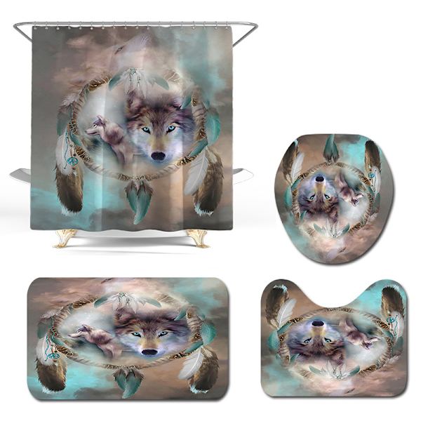 Fox Feather Print wc-lattiamatto Neliosainen set, A2,