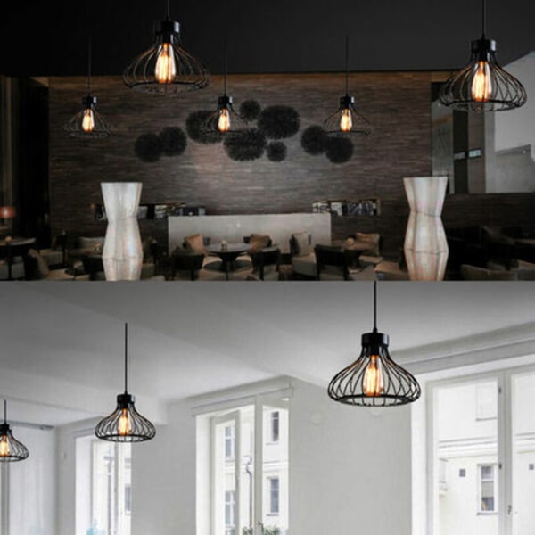 Ljuskrona Pendel Cage Taklampa Modern Creative E27 för sovrum Bar Matsal Svart - Svart