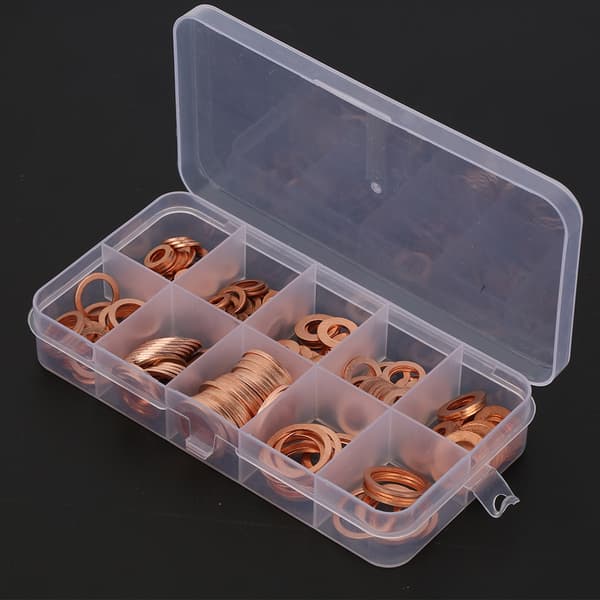 200 st M5 M14 Massiva Koppar Platta Ringbrickor Professionell Hårdvaru-Box Set