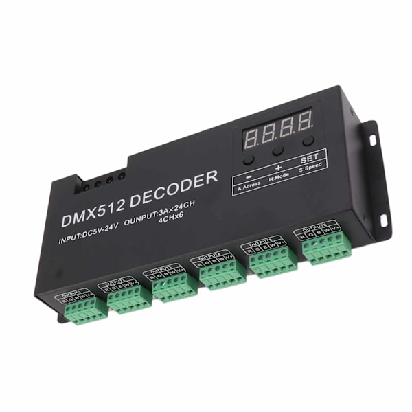 24-kanals DMX-dekoder Digitalt display RGBW DMX512 lysdæmperdriver LED-controller scenebar DC5V til 24V