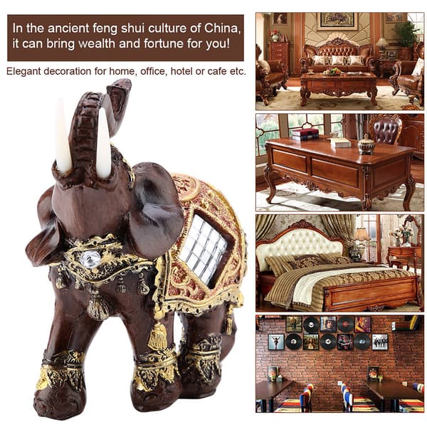 Feng Shui Elefantstatuette i Træ - Rigdomsfigur til Hjemmet (Mellem)