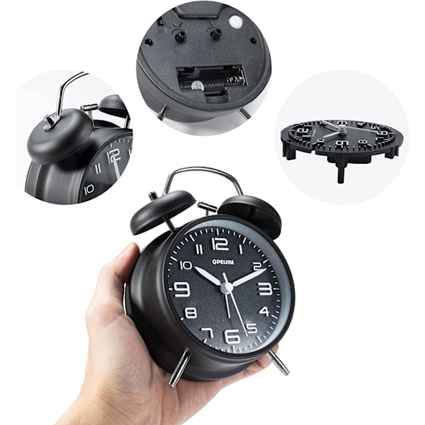 Väckarklocka Analog väckarklocka Hög väckarklocka för tunga sovande Stereo Urtavla Bakgrundsbelysning Batteri Vardagsrum Sovrum Bedside Klocka Present