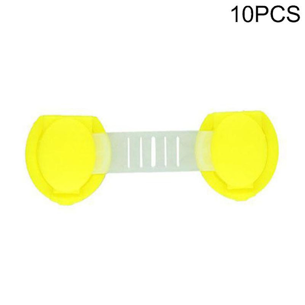 10 kpl Turvalaatikon Lukot Oven Jääkaappi Kaapit Turvahihnat Lapsille Baby Lapset Yellow Short