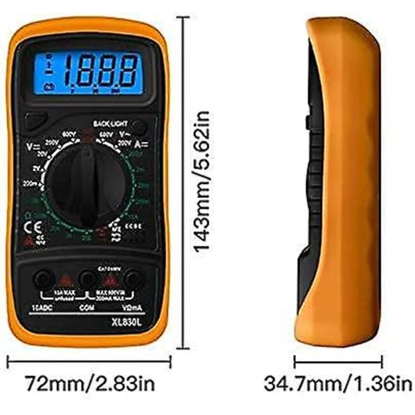 Lcd Digital Multimeter, CD Multimeter Spændingstester Digital Multimeter AC DC Voltmeter Multimeter Tester Kredsløbstester